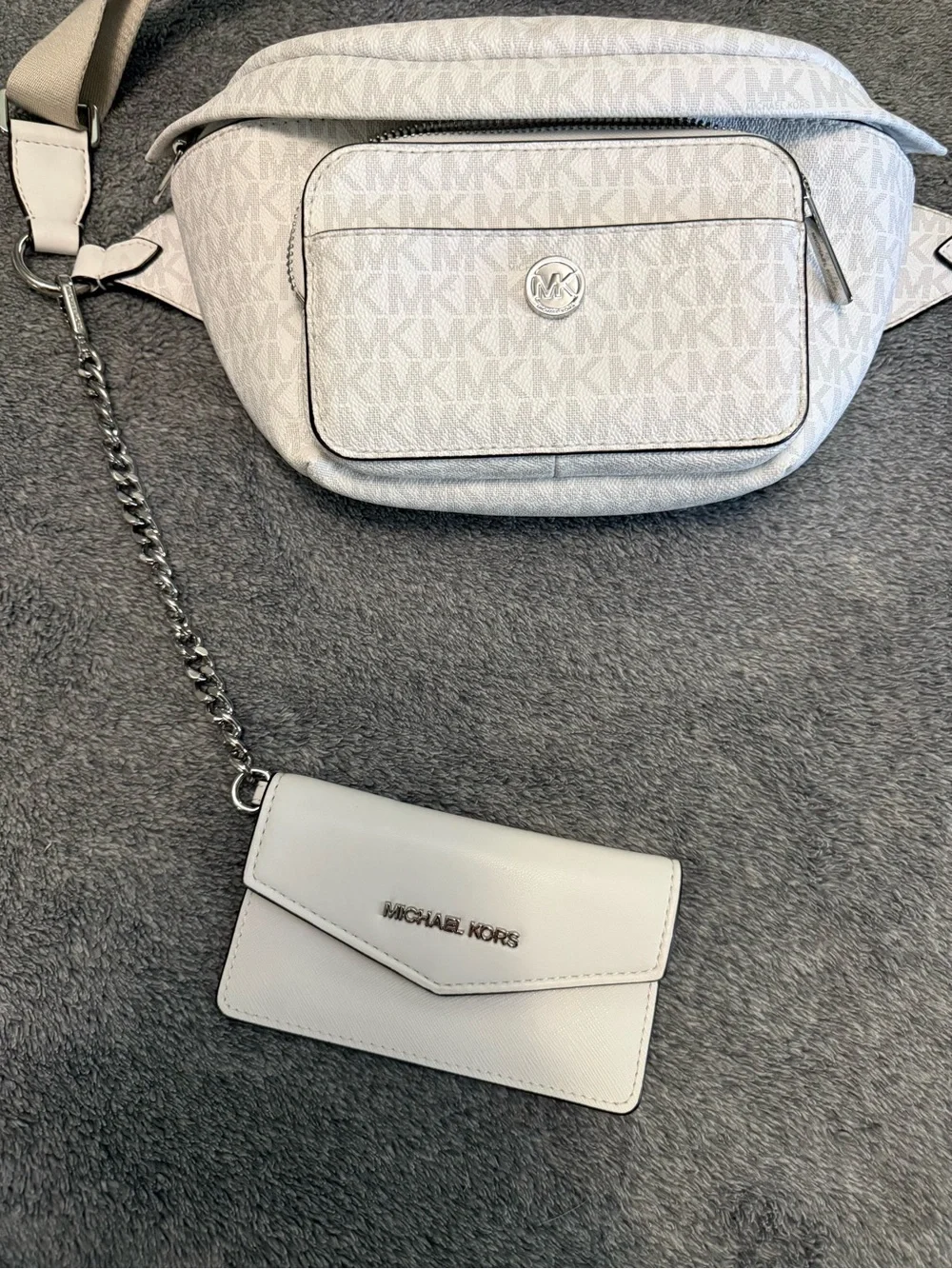Michael Kors White Monogram Crossbody Belt Bag